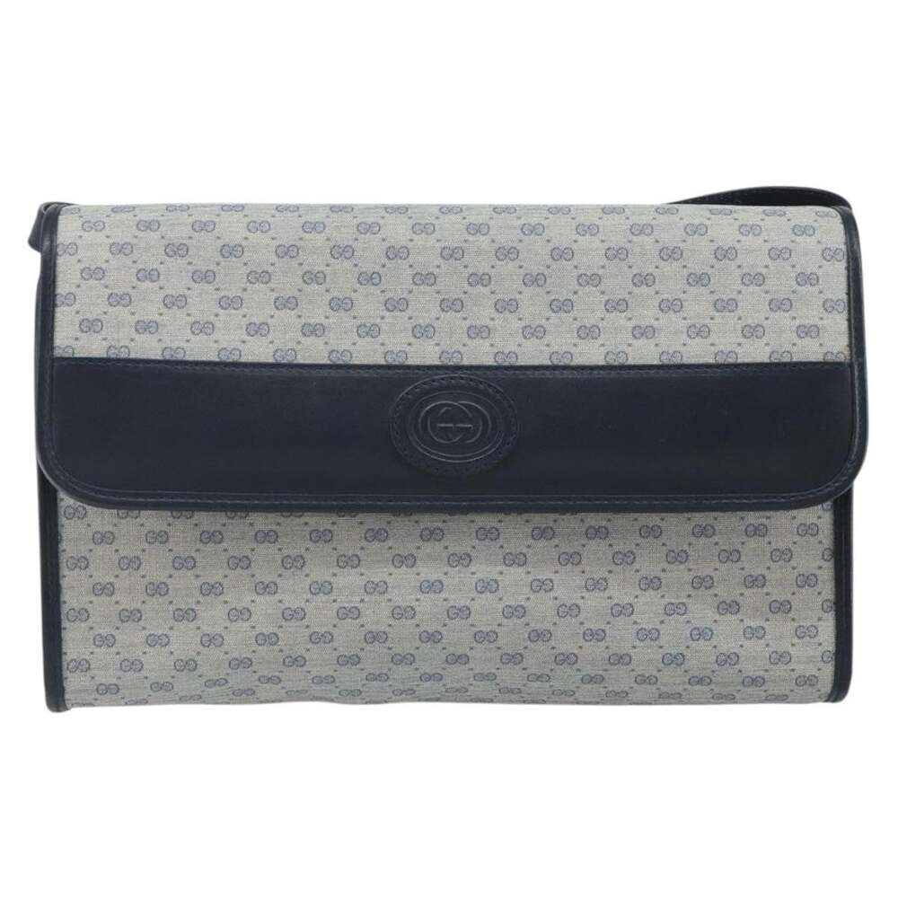 Gucci Micro GG Supreme Shoulder Bag Navy Gold 004 58 Blue